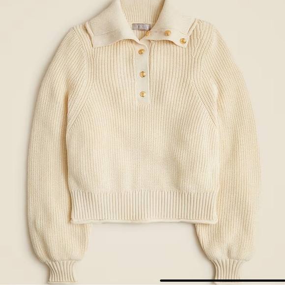 J. Crew Sweaters - J. Crew Cream Knit Turtleneck Pullover with Gold Buttons